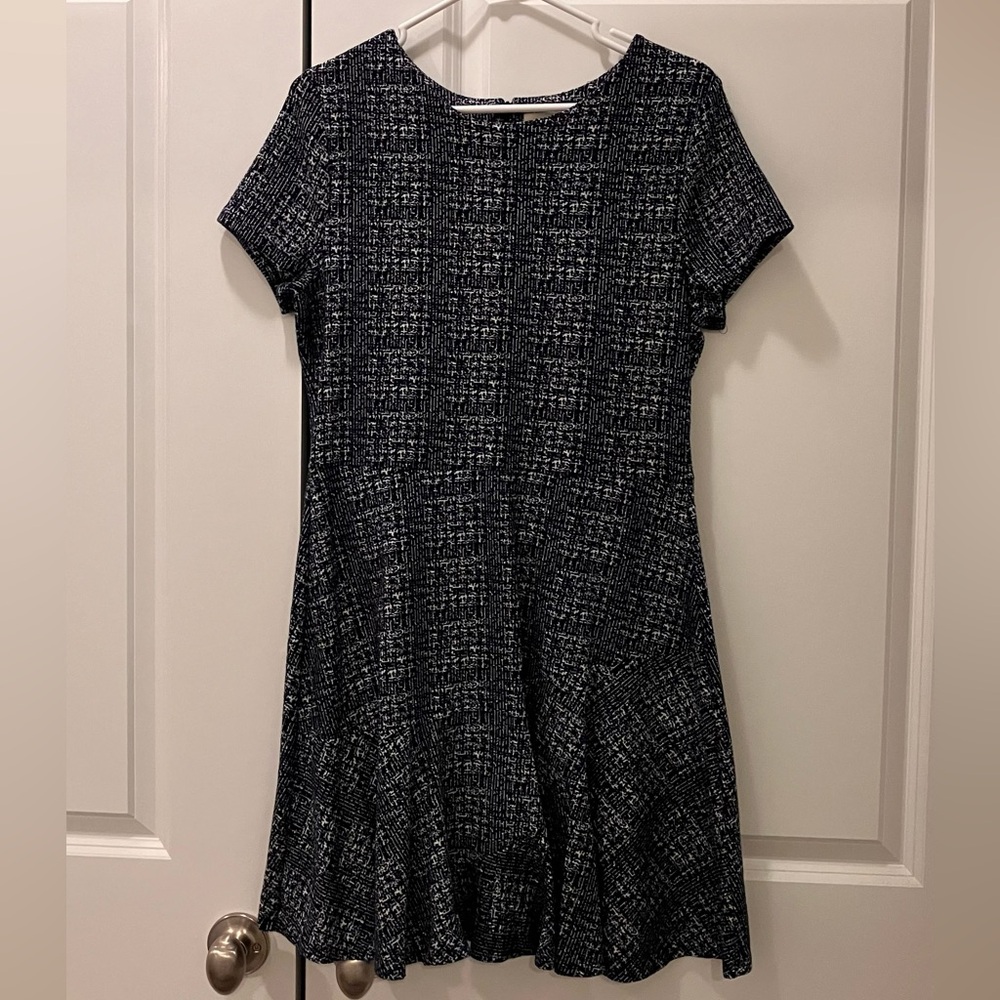 Madison Jules navy and white Aline tweed-style dress